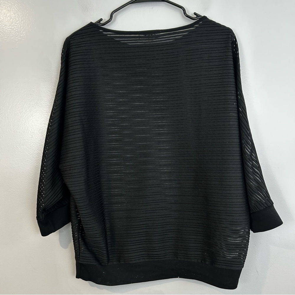 REISS Black Leah Striped Sheer Dolman Sleeve Pullover Top Size Small - Picture 7 of 9